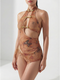 Velvet Fluxe Butterfly silk cheongsam bodysuit with gold frog buttons and side cut-outs, modern Chinoiserie style.
