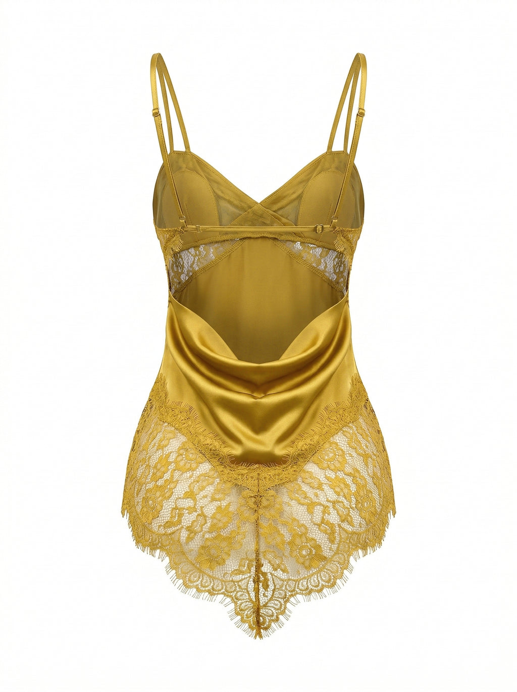 Velvet Fluxe Cleo liquid gold satin slip dress with delicate straps, luxury champagne silk nightwear and evening slip.