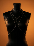 A mesmerizing fusion of delicate silver chains and light-catching crystal drops, the LUNA layered body chain is the ultimate intimate armor for luxury resort styling, festival wear, and avant-garde lingerie layering