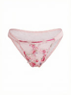 Velvet Fluxe Rosette soft pink floral sheer mesh mini dress with romantic ruched details, sweet coquette aesthetic intimates.