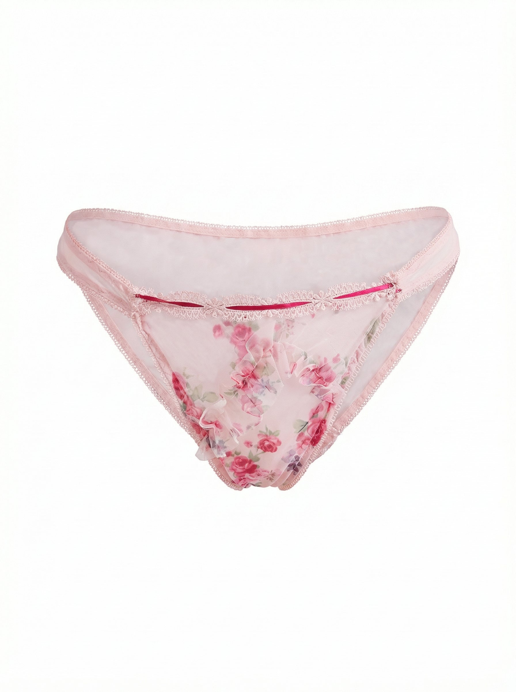 Velvet Fluxe Rosette soft pink floral sheer mesh mini dress with romantic ruched details, sweet coquette aesthetic intimates.