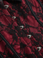 Velvet Fluxe Scarlet Noir red and black lace corset with black tulle ballerina skirt, dark romantic gothic style.