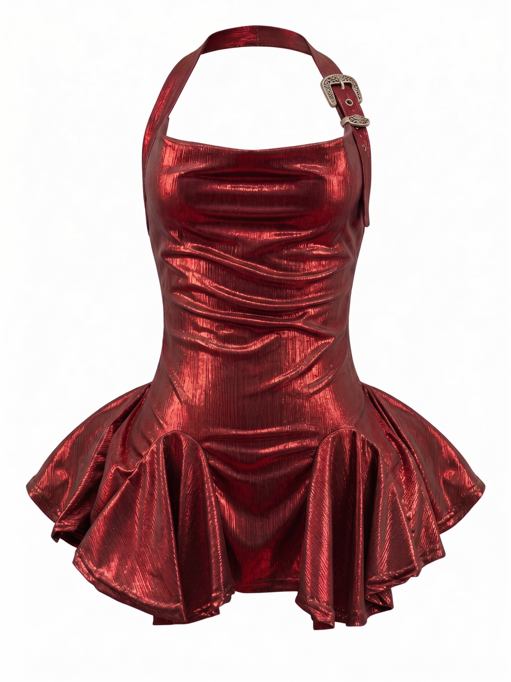 Velvet Fluxe Siren gilded ruby red slip dress with shimmering gold details, luxury romantic evening and intimate wear.