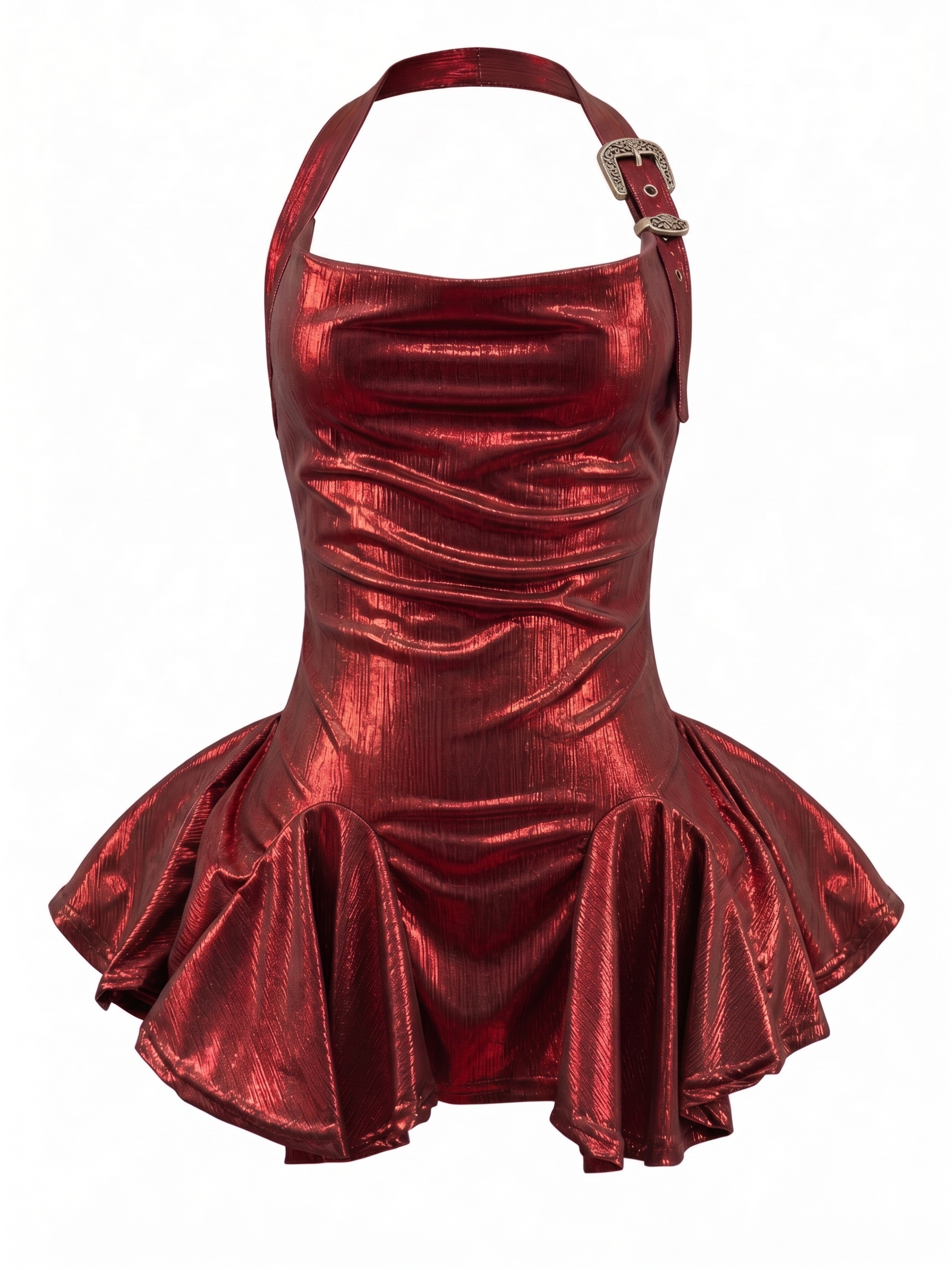 Velvet Fluxe Siren gilded ruby red slip dress with shimmering gold details, luxury romantic evening and intimate wear.